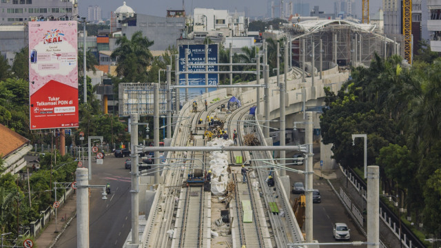 Progres pembangunan MRT (Foto: ANTARA FOTO/Galih Pradipta)