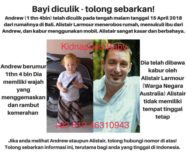 Poster pencarian Andrew dan Alistair