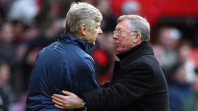 Wenger bersama rival beratnya, Alex Ferguson. (Foto: AFP/Paul Ellis)