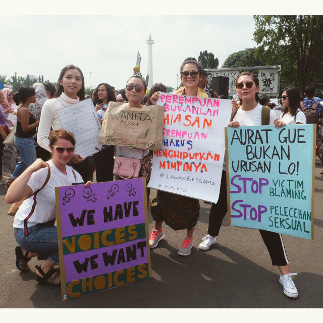 Aksi di Women's March (Foto: Dok.Instagram @indahpermatas)