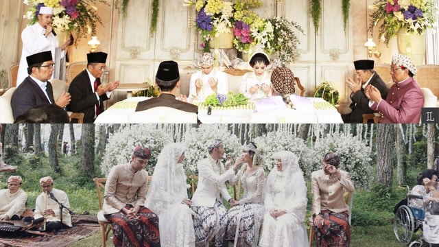 Proses akad nikah Raffi-Gigi dan Syahnaz-Jeje. (Foto: Instagram @weddingtrendingupdate @cafeduchocolatcorp)