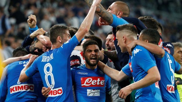 Selebrasi Napoli usai mengalahkan Juventus. (Foto: Reuters/Massimo Pinca)