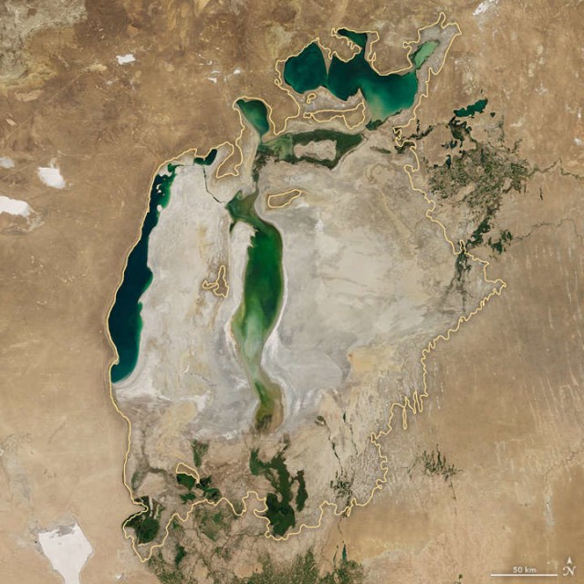Laut Aral, 22 Agustus 2017 (Foto: NASA Earth Observatory)