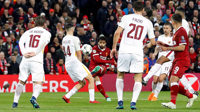 Mohamed Salah di laga vs AS Roma. (Foto: Reuters/Carl Recine)