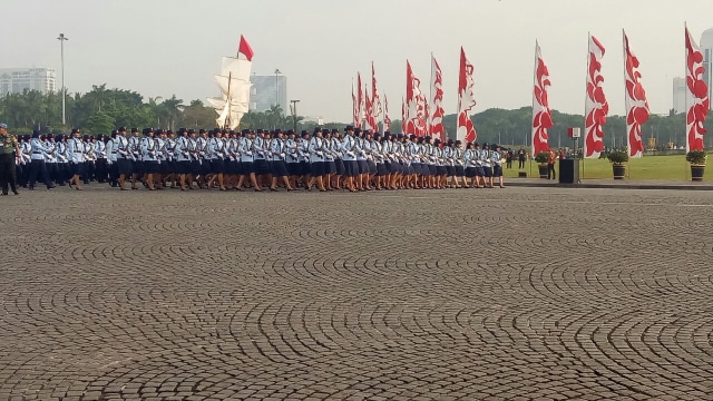 Suasana Apel Bersama wanita TNI Polri di Monas (Foto: Ainul Qalbi/kumparan)