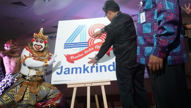 Launching Logo HUT ke-48 roadshow Jamkrindo  (Foto: Iqbal Firdaus/kumparan)