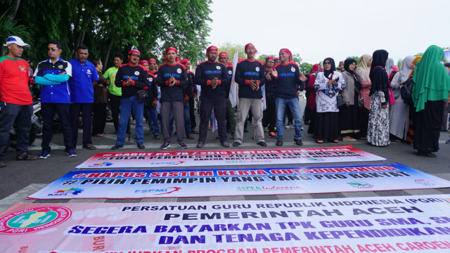 Peringatan May Day di Aceh. (Foto: Zuhri Noviandi/kumparan)