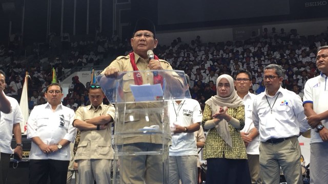 Prabowo Subianto di Istora Senayan (Foto: Fachrul Irwinsyah/kumparan)