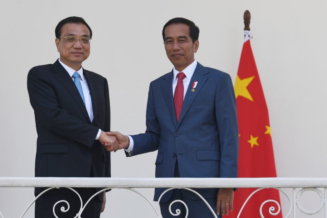 PM China Li dan Presiden Jokowi di Istana Bogor. (Foto: Antara/Puspa Perwitasari)