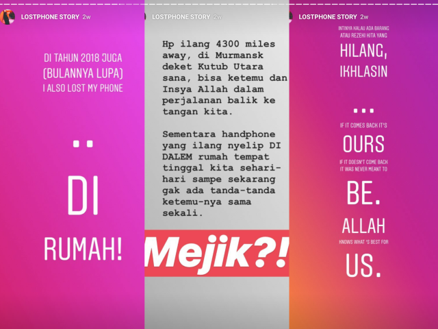 Screenshot soal ponsel suami Fitri Tropica Hilang. (Foto: Instagram @fitrop)