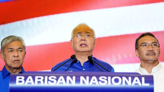 Konpers Najib Razak usai pemilu Malaysia. (Foto: REUTERS/Athit Perawongmetha)