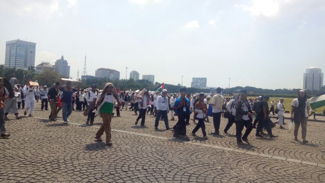 Massa Aksi 115 Bela Palestina membubarkan diri. (Foto: Adhim Mugni/kumparan)