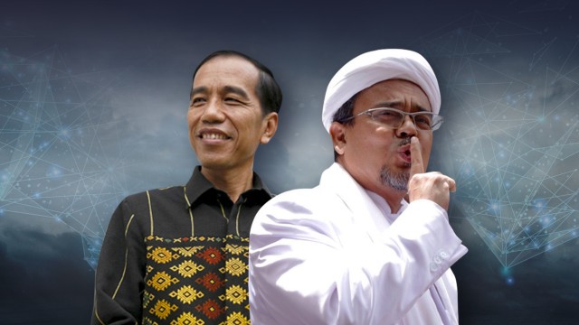 Ilustrasi Jokowi dan Rizieq Syihab. (Foto: AFP)