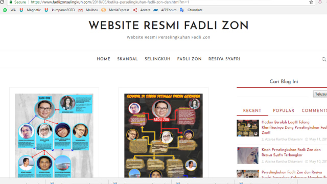 Website yang menyebut Fadli Zon selingkuh (Foto: www.fadlizonselingkuh.com)