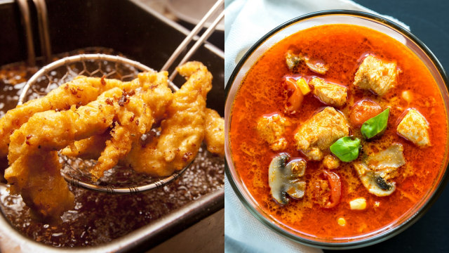Gorengan dan makanan pedas.