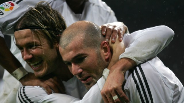 Beckham dan Zidane di Real Madrid. (Foto: AFP/Philippe Desmazes)