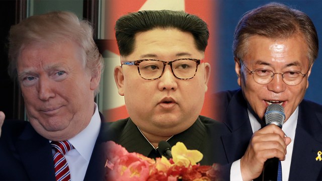 Donald Trump, Kim Jong-un, dan Moon Jae-in. (Foto: REUTERS/Carlos Barria, KCNA/via Reuters, REUTERS/Kim Kyunghoon)