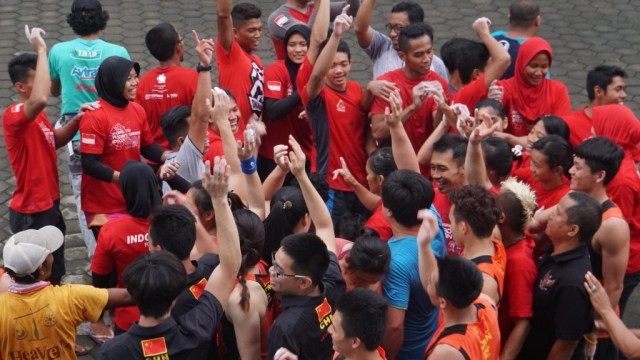 Timnas Indonesia latihan bersama Timnas China (Foto: Dok. FPTI)