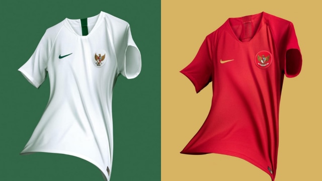 Jersey kandang dan tandang Timnas Indonesia. (Foto: Dok. Nike)