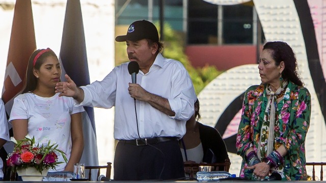 Presiden Nikaragua Daniel Ortega (tengah) (Foto: Inti Ocon/AFP)