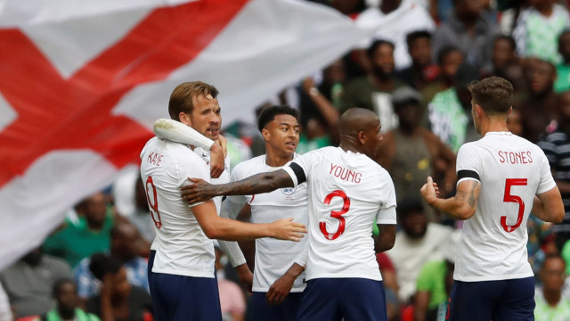 Selebrasi gol Harry Kane vs Nigeria. (Foto: Reuters/Carl Recine)