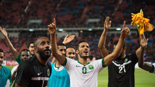 Arab Saudi di Kualifikasi Piala Dunia 2018. (Foto: Roberto Schmidt/AFP)