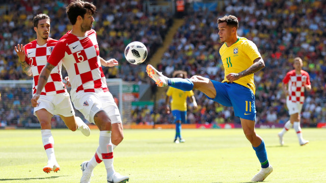 Uji tanding Brasil vs Kroasia. (Foto: Reuters/Andrew Boyers)