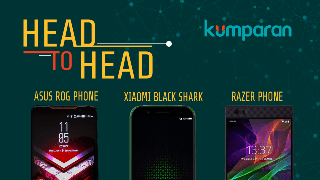 Asus ROG Phone, Xiaomi Black Shark, Razer Phone. (Foto: Jofie Yordan/kumparan)