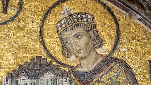 Lukisan Kaisar Constantine di Hagia Sofia. (Foto: wikimedia commons.)