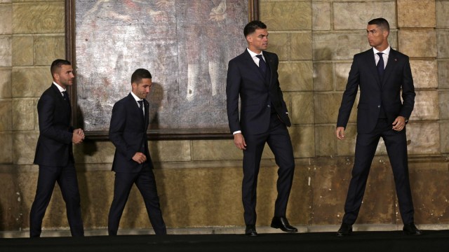 Timnas Portugal di Belem Palace. (Foto: Jose Manuel Ribeiro/AFP)