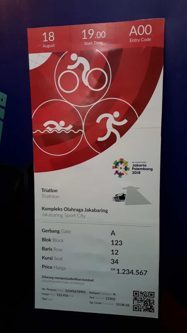 Replika tiket Asian Games 2018. (Foto: Karina Nur Shabrina/kumparan)