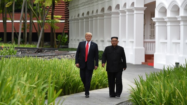 Kim dan Trump usai makan siang. (Foto: Reuters/Jonathan Ernst)