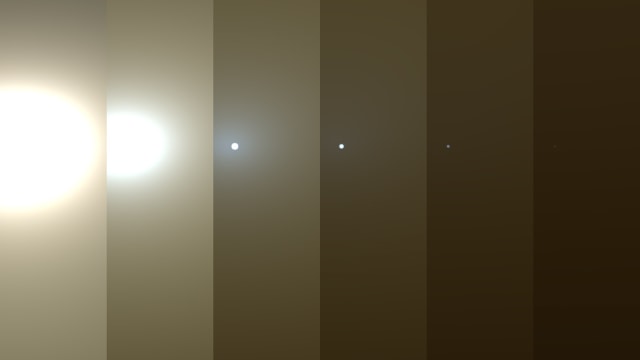 Penampakan Matahari dari Mars saat badai pasir. (Foto: Opportunity/NASA)