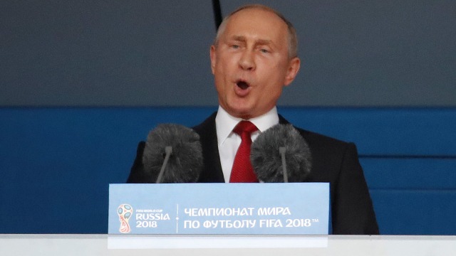 Sambutan Vladimir Putin di pembukaan Piala Dunia. (Foto: Reuters/Christian Hartmann)