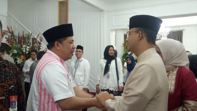 Anies dan Fahri Hamzah di rumah dinas JK (Foto: Nadia Riso/kumparan)