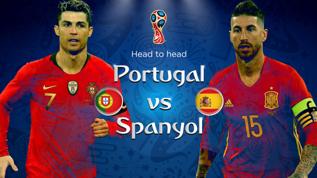 Head to head Portugal vs Spanyol. (Foto: Basith Subastian/kumparan)