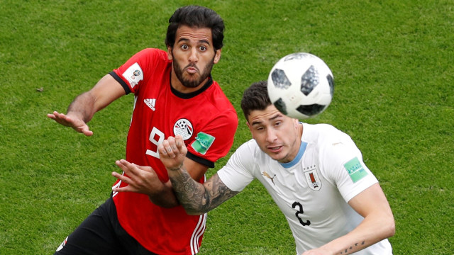 Gol Gimenez hadiahi Uruguay kemenangan. (Foto: REUTERS/Darren Staples)