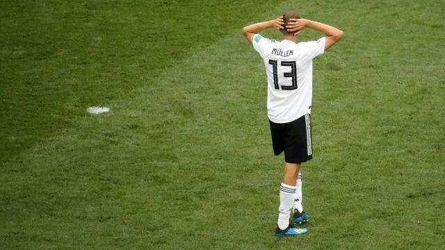 Mueller di laga Jerman vs Meksiko. (Foto: REUTERS/Christian Hartmann)
