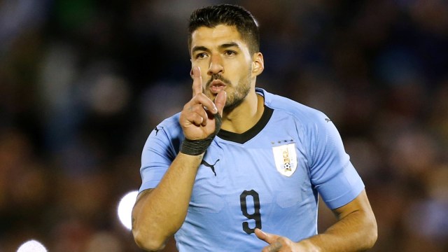 Striker Timnas Uruguay, Luis Suarez. Foto: Andres Stapff/Reuters
