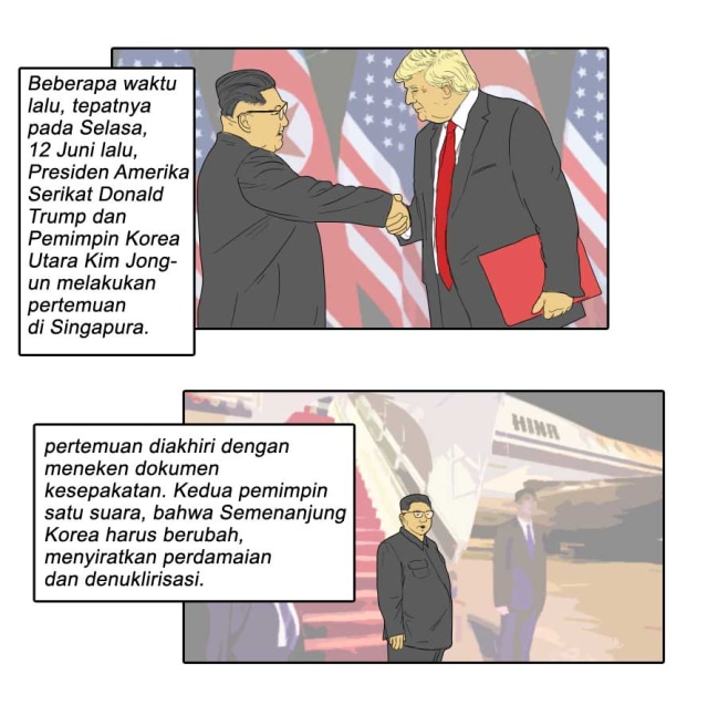 Komik: Tentang Kopdar Trump-Kim, Janji Perdamaian, Hingga Pujian Presiden China Kepada Kim