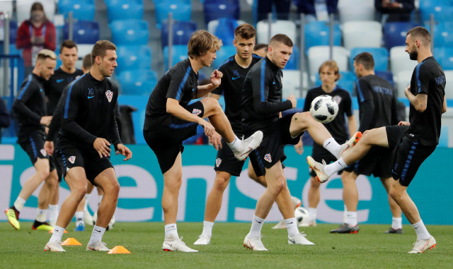 Latihan Timnas Kroasia jelang laga vs Argentina. (Foto: REUTERS/Carlos Barria)