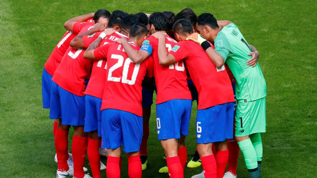 Pemain Kosta Rika jelang laga vs Serbia. (Foto: Reuters/David Gray)