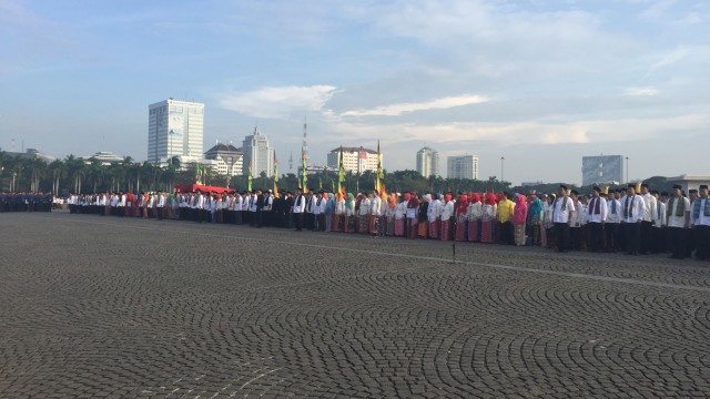Suasana upacara HUT ke-491 DKI Jakarta. (Foto: Soejono Saragih/kumparan)