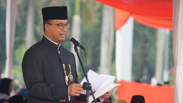 Anies di Upacara HUT ke-491 DKI Jakarta. (Foto: Puti Cinintya Arie Safitri/kumparan)