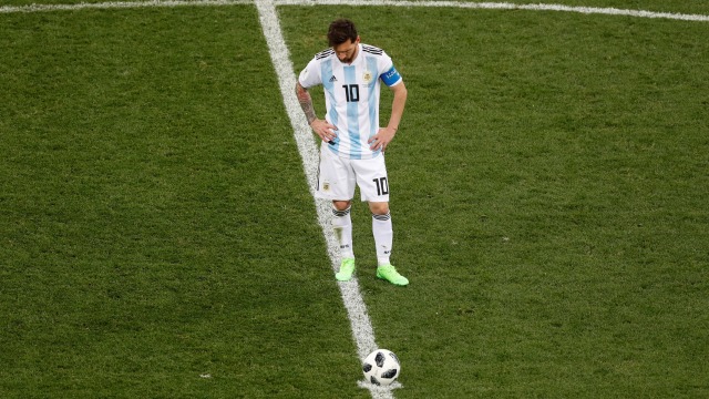 Messi di laga versus Kroasia. (Foto: REUTERS/Carlos Barria)