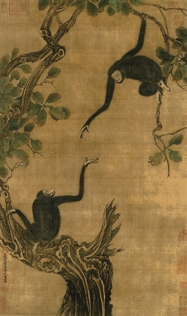 Gambar owa pada lukisan China. (Foto: Yi Yuanji via Wikimedia Commons)