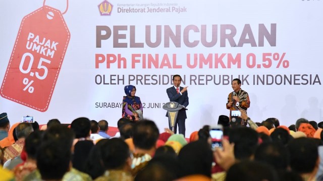 Jokowi dan Iriana di Peluncuran PPh Final UMKM  (Foto: Dok. Biro Pers Setpres)