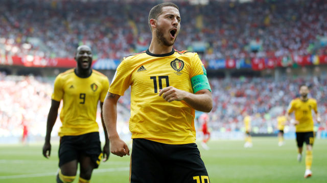 Selebrasi gol keempat Belgia. (Foto: REUTERS/Carl Recine)
