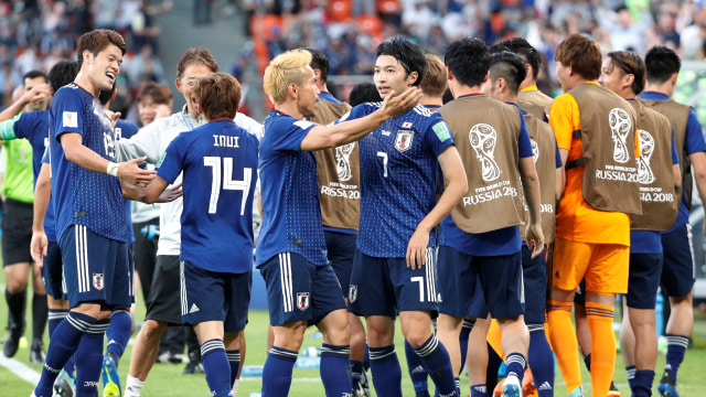 Timnas Jepang rayakan gol. (Foto: REUTERS/Max Rossi)