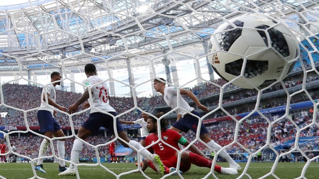Pemain Inggris, John Stones mencetak gol. (Foto: REUTERS / Ivan Alvarado)